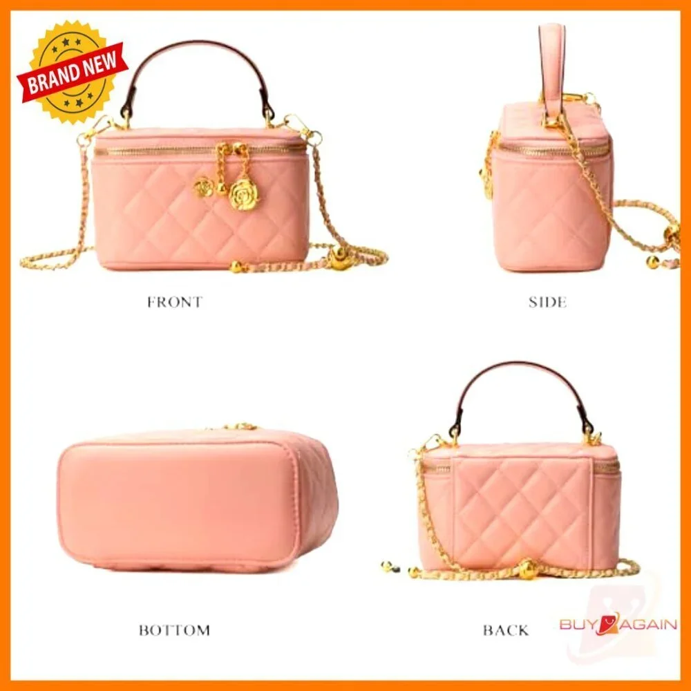 Quilted Square Box Crossbody Bag Mini Satchel Purse Top Handle Pouch